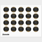 Sticker Rond Parties scintillant d'or et noir 21e anniversaire (Feuille)