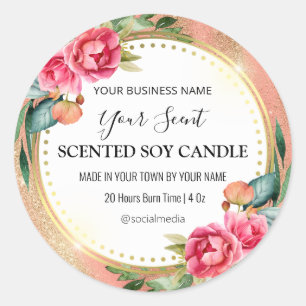 Sticker Rond Parties scintillant d'or fin Vintage Rose Soy Cand