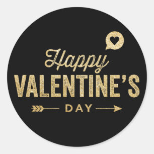 STICKER ROND PARTIES SCINTILLANT D'OR HEUREUSE SAINTE-VALENTIN