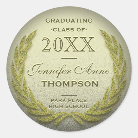 Sticker Rond Parties scintillant d'or Laurel Wreath (Devant)