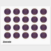 Sticker Rond Parties scintillant d'or Mariage violet Script (Feuille)