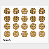 Sticker Rond Parties scintillant d'or Merci Pois noir (Feuille)