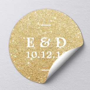 Sticker Rond Parties scintillant d'or moderne élégant mariage F