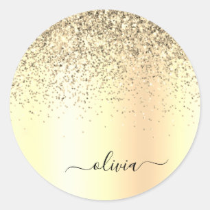 Sticker Rond Parties scintillant d'or Monogramme métallique Nom
