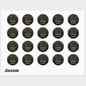 Sticker Rond Parties scintillant d'or noir Confetti Graduation (Feuille)