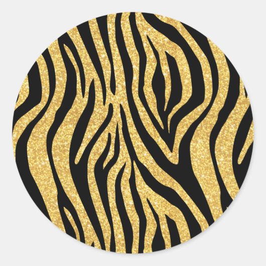 Sticker Rond Parties scintillant d'or noir Zebra Stripes Poster (Devant)