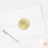 Sticker Rond Parties scintillant d'or Nous sommes engagés avec  (Enveloppe)
