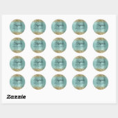 Sticker Rond Parties scintillant d'or Pale Turquoise Foil 50e a (Feuille)