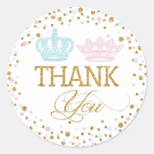 Sticker Rond Parties scintillant d'or Pink Blue Royal Twins Bab