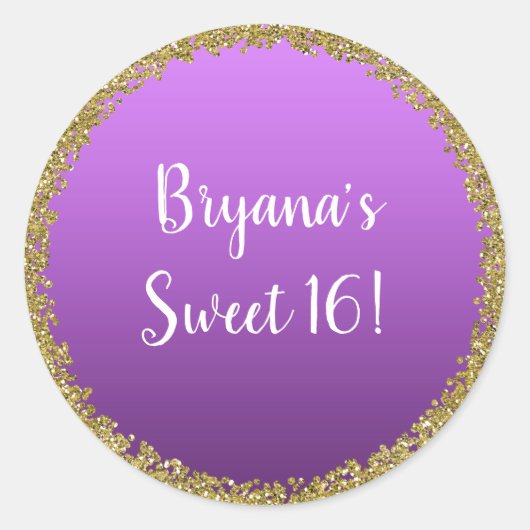 Sticker Rond Parties scintillant d'or pourpre trempé Glam Spark (Devant)