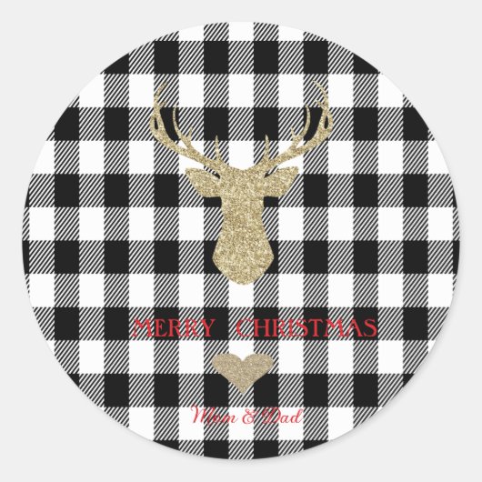 Sticker Rond Parties scintillant d'or Reindeer Heart Buffalo Pl (Devant)