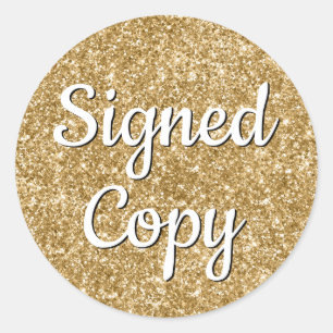 Sticker Rond Parties scintillant d'or Romantique Faux Photo Sig