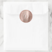 Sticker Rond Parties scintillant d'or Rose circulaire et monogr (Sac)