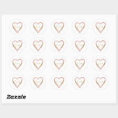 Sticker Rond Parties scintillant d'or rose Coeur d'amour (Feuille)