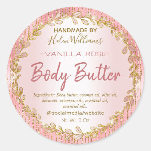 Sticker Rond Parties scintillant d'or rose Foil Lines Corps Beu