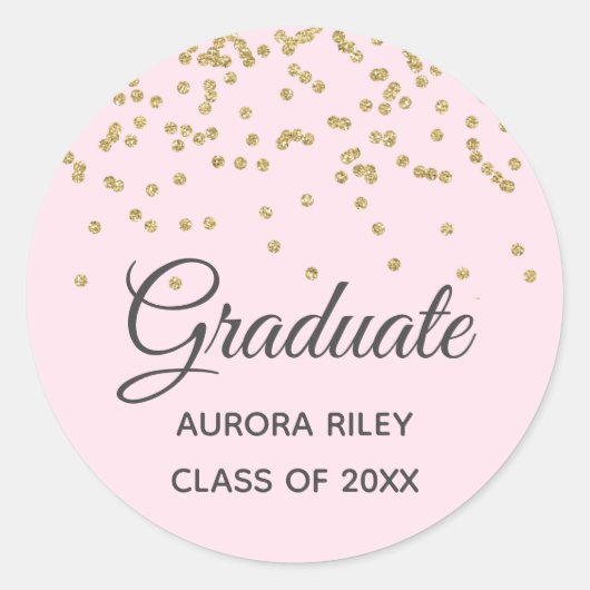 Sticker Rond Parties scintillant d'or rose pâle Confetti Gradua (Devant)