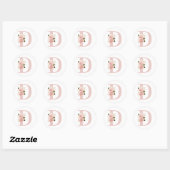 Sticker Rond Parties scintillant d'or Rose pâle de fille Monogr (Feuille)