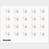 Sticker Rond Parties scintillant d'or Rose pâle Fille Monogramm (Feuille)