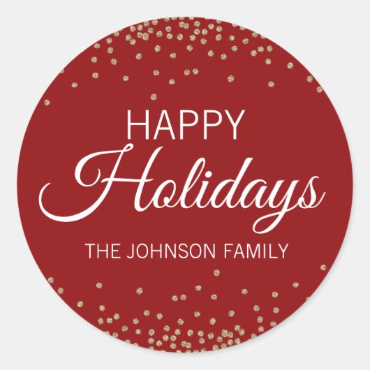 Sticker Rond Parties scintillant d'or ROUGE profond Confetti Jo (Devant)