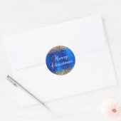 Sticker Rond Parties scintillant d'or Royal Blue Foil Joyeux No (Enveloppe)