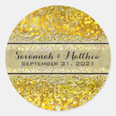 Sticker Rond Parties scintillant d'or Sceau Mariage romantique (Devant)