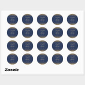 Sticker Rond Parties scintillant d'or Script Marine Mariage ble (Feuille)