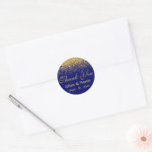 Sticker Rond Parties scintillant d'or sur Royal Blue (Enveloppe)