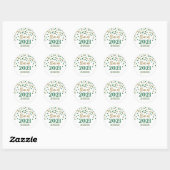 Sticker Rond Parties scintillant d'or vert Confetti Graduation  (Feuille)