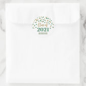 Sticker Rond Parties scintillant d'or vert Confetti Graduation  (Sac)