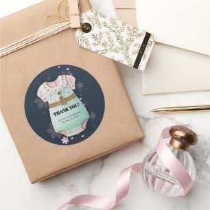 Sticker Rond Parties scintillant d'or Vêtements de bébé Baby sh