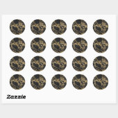 Sticker Rond Parties scintillant dorée moderne Marbre noir (Feuille)