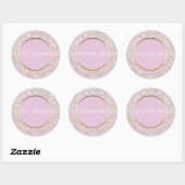 Sticker Rond Parties scintillant dorée rose blanche Glam Weddin (Feuille)