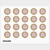 Sticker Rond Parties scintillant dorée rose brillant Monogramme (Feuille)