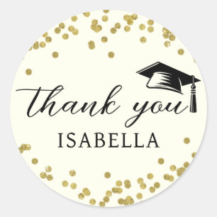 Sticker Rond Parties scintillant Dust Confetti Graduation Merci
