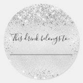 Sticker Rond parties scintillant en argent mariage cette boisso (Devant)