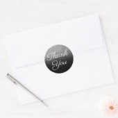 Sticker Rond Parties scintillant en argent noir Ombre Merci (Enveloppe)