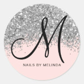Sticker Rond Parties scintillant en argent rose brillant (Devant)