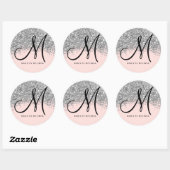 Sticker Rond Parties scintillant en argent rose brillant (Feuille)