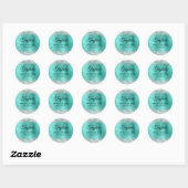 Sticker Rond Parties scintillant en argent Turquoise Sweet sixt (Feuille)
