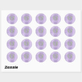 Sticker Rond Parties scintillant en argent violet pieds Baby sh (Feuille)