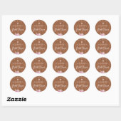 Sticker Rond Parties scintillant en cuivre rose vif fleuri douc (Feuille)