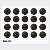Sticker Rond Parties scintillant en marbre Mariage Black Gold I (Feuille)