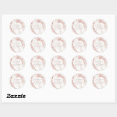 Sticker Rond Parties scintillant en marbre moderne Mariage Rose (Feuille)