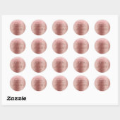 Sticker Rond Parties scintillant en métal brossé moderne Rose o (Feuille)