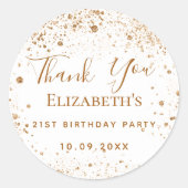 Sticker Rond Parties scintillant en or blanc nom d'anniversaire (Devant)