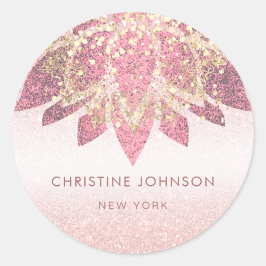 Sticker Rond parties scintillant en or faux rose (Devant)