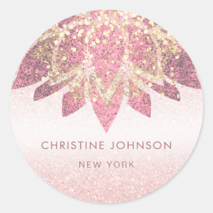 Sticker Rond parties scintillant en or faux rose