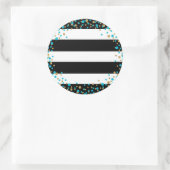 Sticker Rond Parties scintillant en or noir blanc rayé bleu tur (Sac)