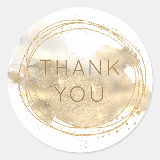 Sticker Rond Parties scintillant en or Platinum Merci concepteu (Devant)