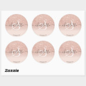 Sticker Rond Parties scintillant en or rose à l'ombre de nom cl (Feuille)